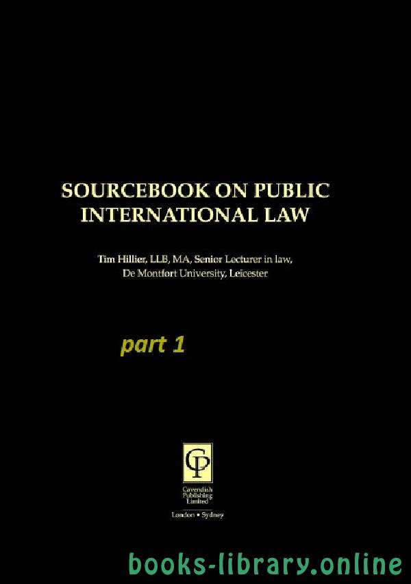 ❞ كتاب SOURCEBOOK ON PUBLIC INTERNATIONAL LAW part 1 text 10 ❝  ⏤ تيم هيلير
