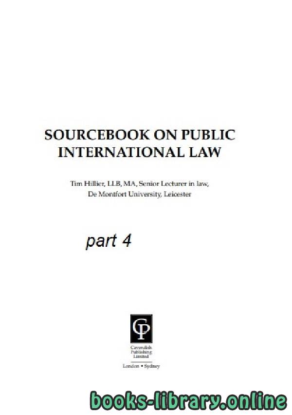 ❞ كتاب SOURCEBOOK ON PUBLIC INTERNATIONAL LAW part 4 text 27 ❝  ⏤ تيم هيلير