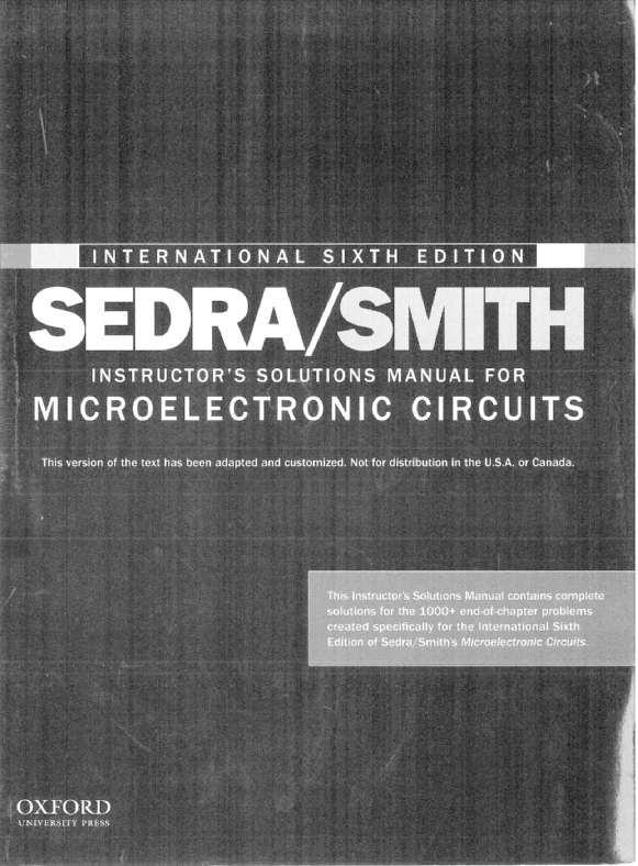 Solution Manual of Microelectronic Circuits (6th Edition) 