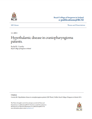 ❞ رسالة  بعنوان :Hypothalamic disease in craniopharyngioma patients. ❝  ⏤ راشيل ك.كراولي