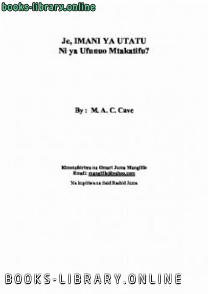 ❞ كتاب Je IMANI YA UTATU Ni ya Ufunuo Mtakatifu ❝  ⏤ MAKKICH