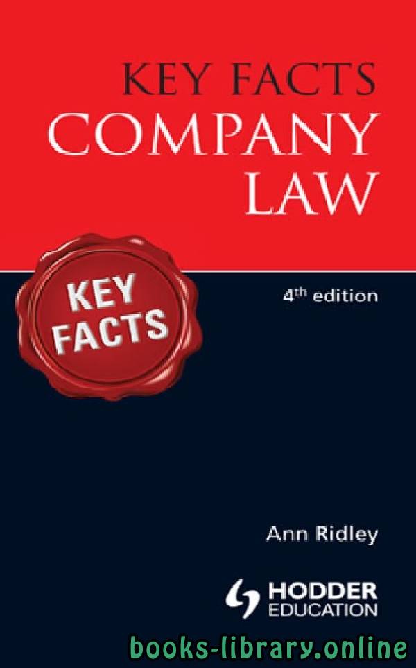 ❞ كتاب Key facts company law 4th edition chapter 2 ❝  ⏤ آن ريدلي