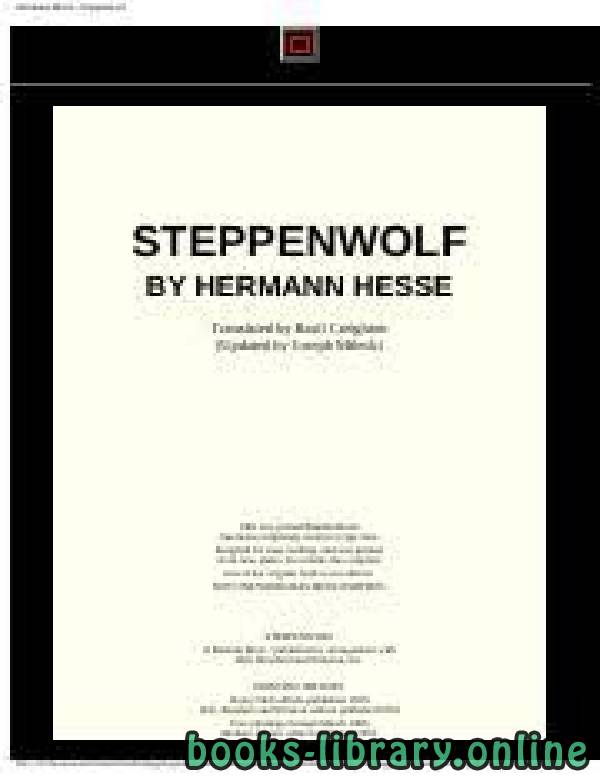 ❞ قصة Steppenwolf ❝  ⏤ Hermann Hesse