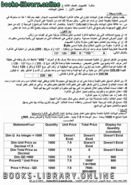 مذكرة حاسب آلي للصف الثالث ع 2010 الفصل الدراسي الثاني ( مصر ) 